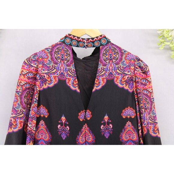 Anthropologie Women's Tiered Mix Print Mini Dress Multi Color Sz 4 - Picture 4 of 13